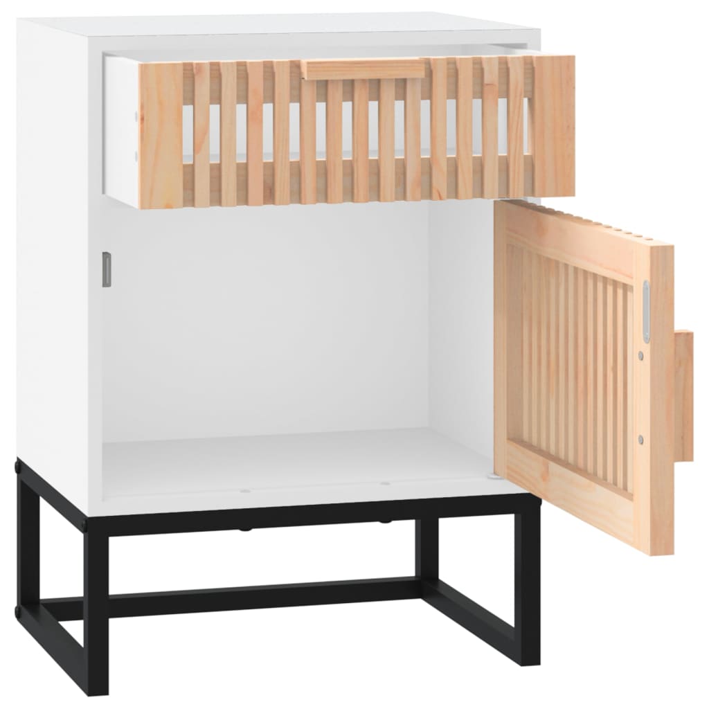 Bedside tables 2 pcs. White 40x30x55.5 cm wood-based material & iron