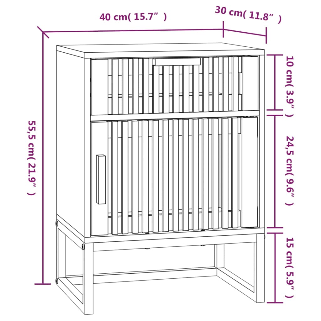 Bedside tables 2 pcs. White 40x30x55.5 cm wood-based material & iron