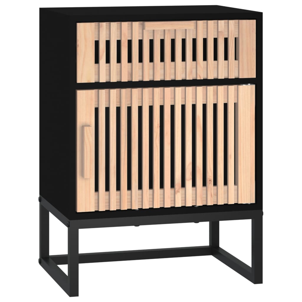 Tables de chevet, lot de 2, noires, 40 x 30 x 55,5 cm, en bois et fer