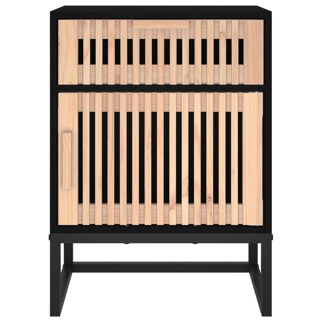 Tables de chevet, lot de 2, noires, 40 x 30 x 55,5 cm, en bois et fer