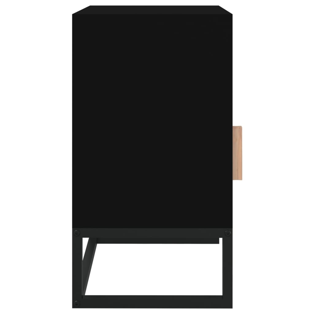 Tables de chevet, lot de 2, noires, 40 x 30 x 55,5 cm, en bois et fer