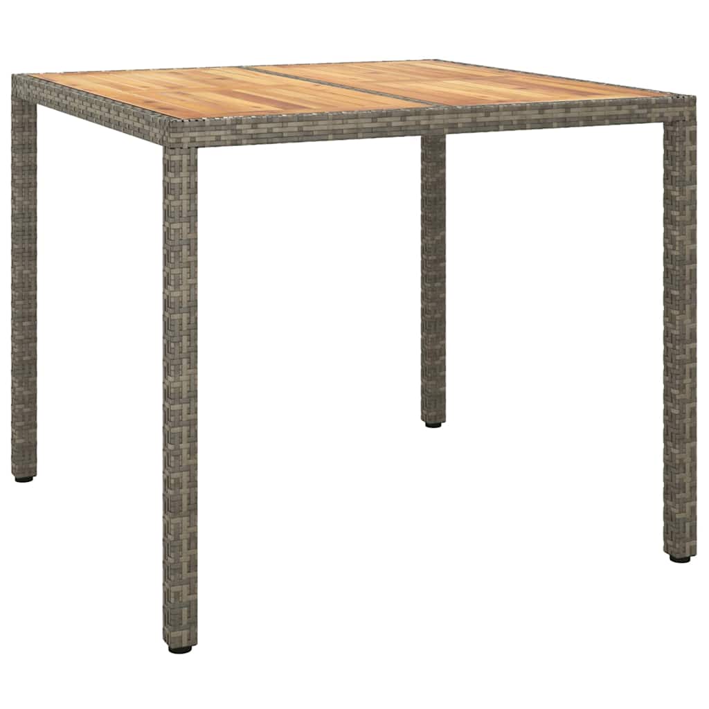 Garten-Eßtisch Grau 90 x 90 x 75 cm Poly Rattan