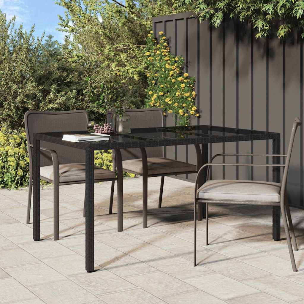 Garten-Eßtisch Schwarz 150 x 90 x 75 cm Poly Rattan