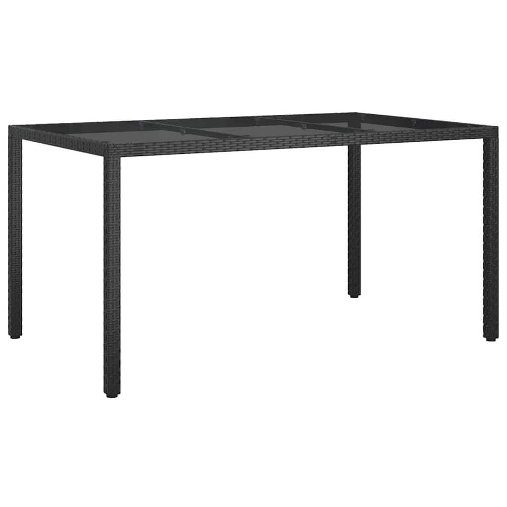 Garten-Eßtisch Schwarz 150 x 90 x 75 cm Poly Rattan