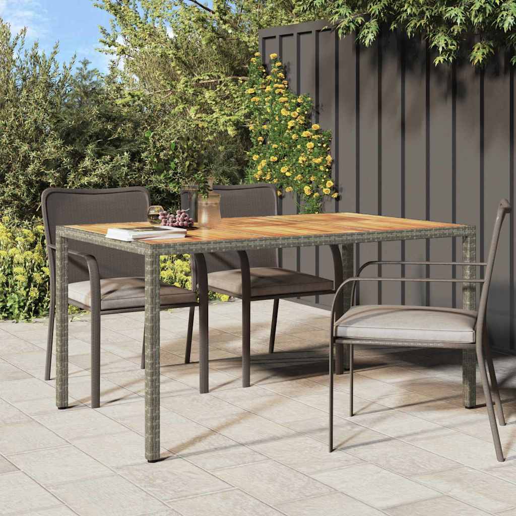 Garten-Eßtisch Grau 150 x 90 x 75 cm Poly Rattan
