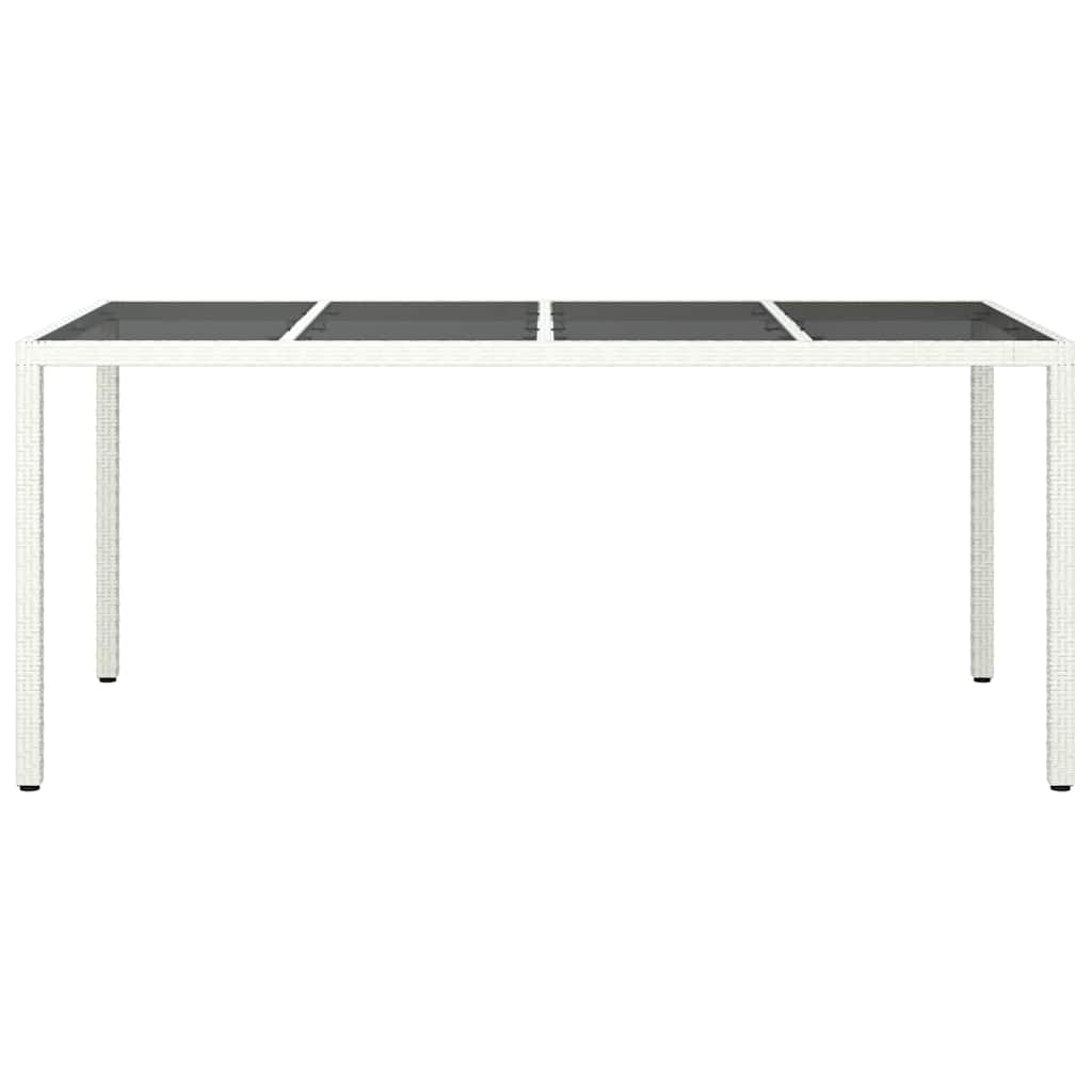 Garten-Eßtisch Weiß 190 x 90 x 75 cm Poly Rattan