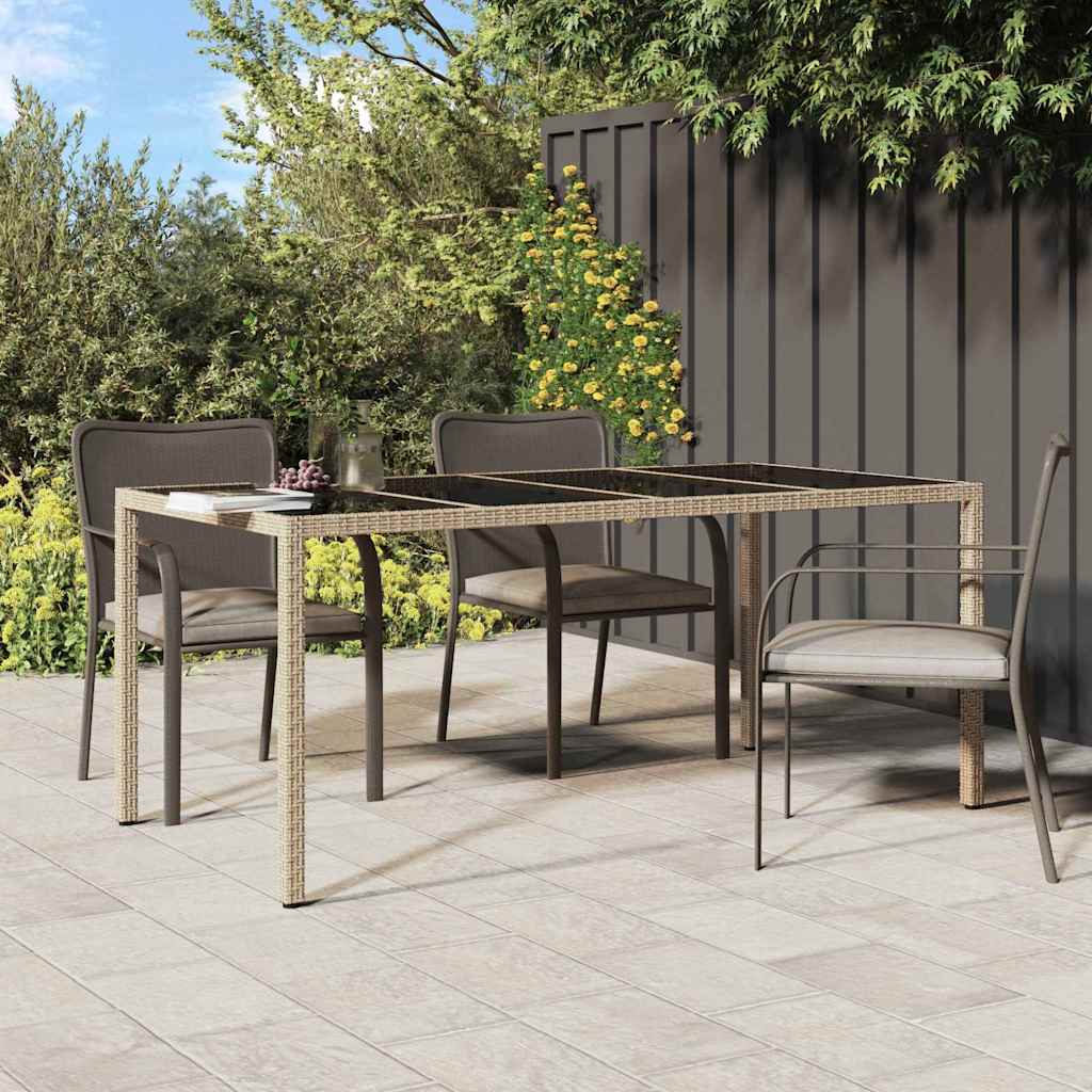 Garten-Eßtisch Beige 190 x 90 x 75 cm Poly Rattan