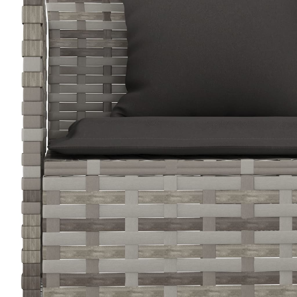 Garden Sofa in L-Shape with Cushions Grey Poly Rattan