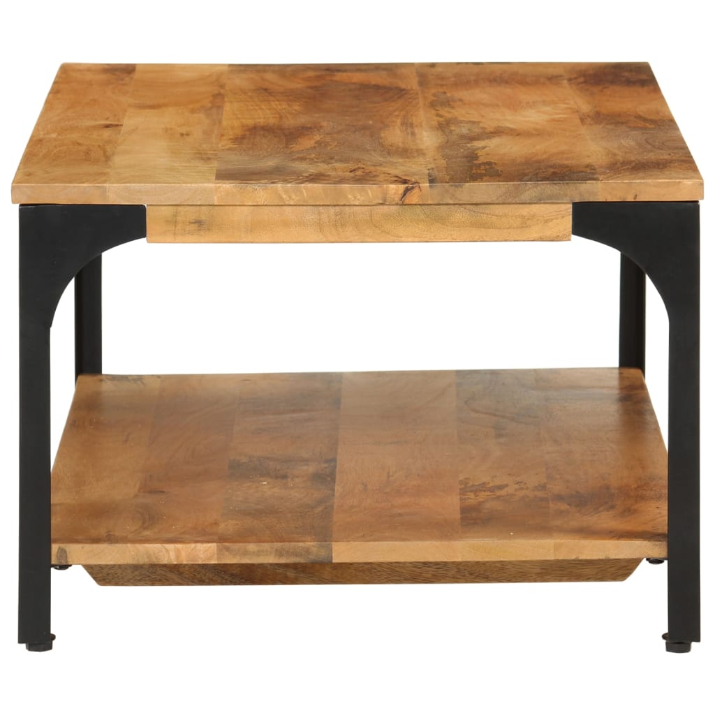 Table basse avec étagère 100x55x38 cm en bois de manguier massif et acier