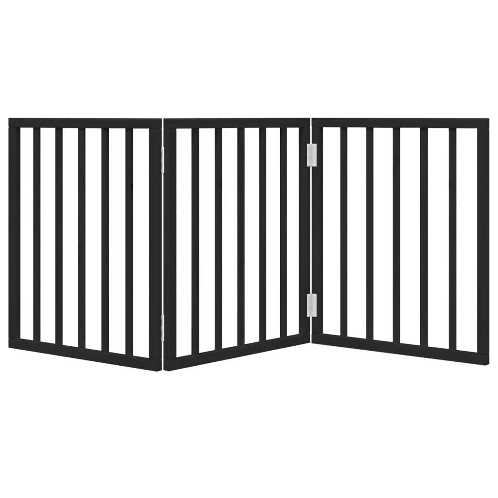 3-tlg. Hundetor Faltbar Schwarz 150 cm Pappelholz