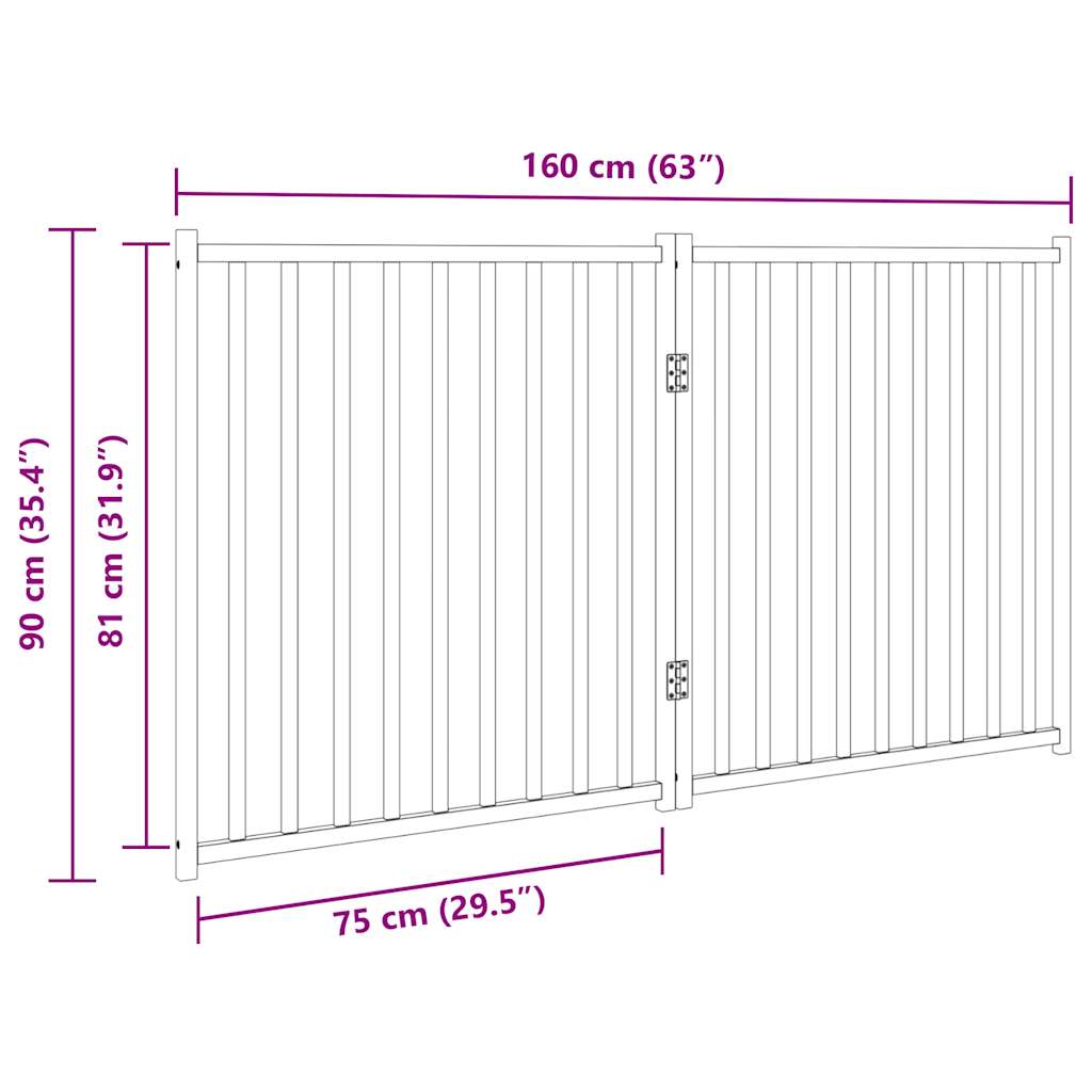 2-tlg. Hundetor Faltbar Weiß 160 cm Massivholz Tanne