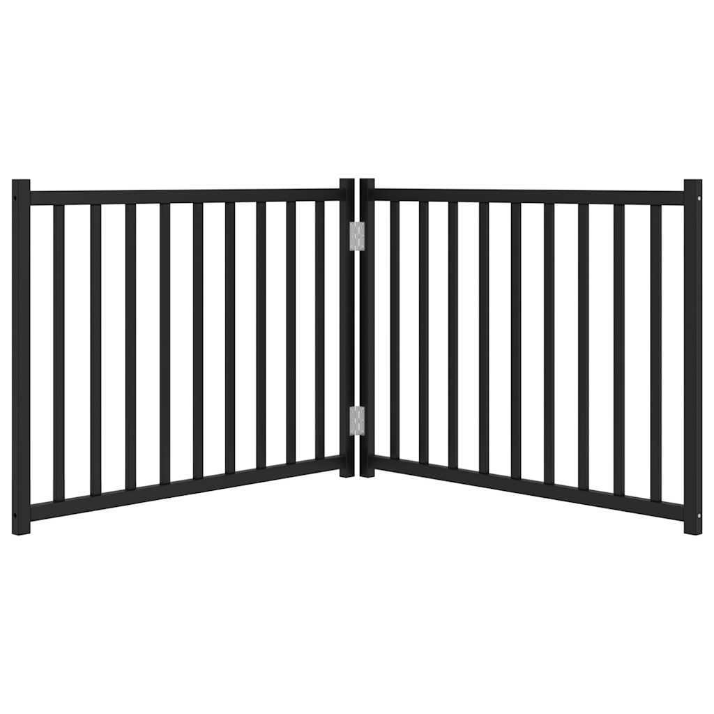 2-tlg. Hundetor Faltbar Schwarz 160 cm Massivholz Tanne