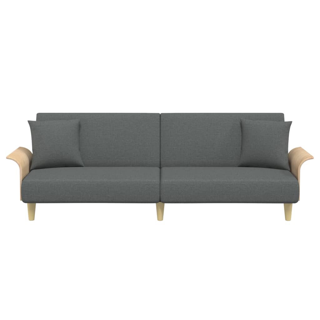 Canapé-lit avec accoudoirs en tissu gris foncé