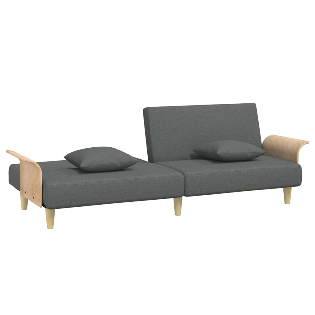 Canapé-lit avec accoudoirs en tissu gris foncé