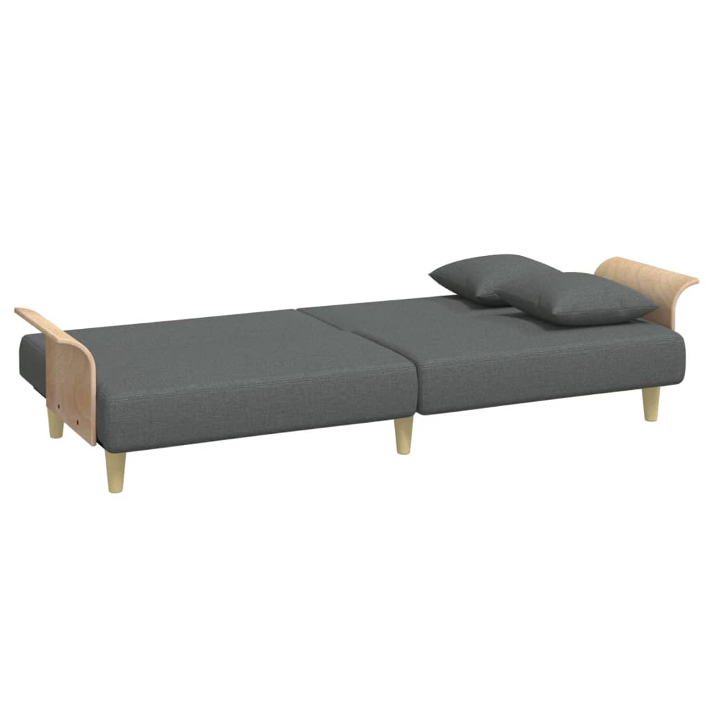 Canapé-lit avec accoudoirs en tissu gris foncé
