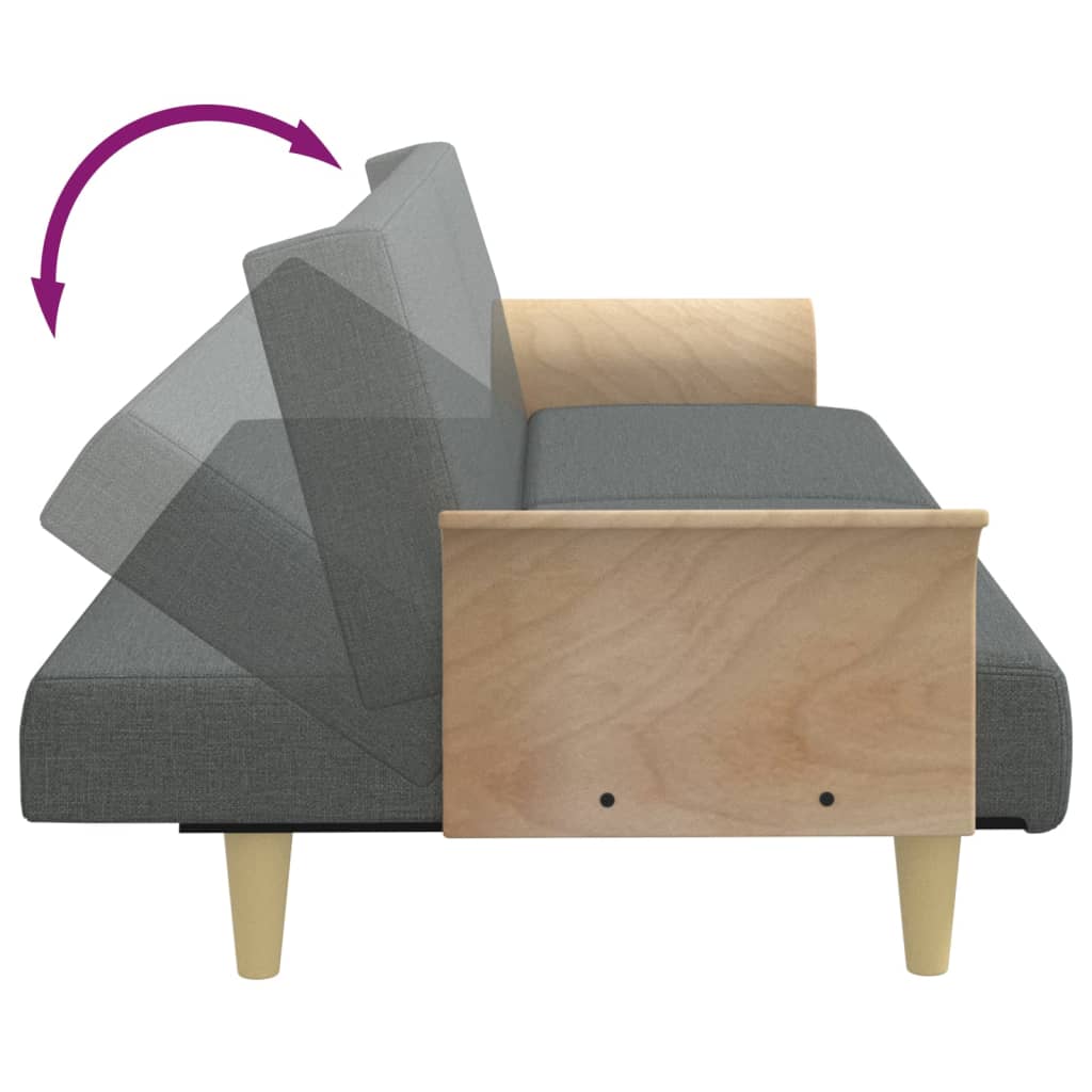 Canapé-lit avec accoudoirs en tissu gris foncé