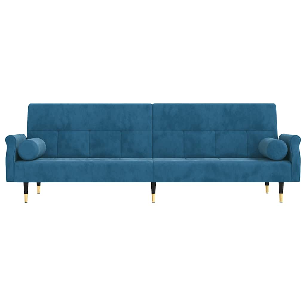 Schlafsofa mit Kissen Blau Samt