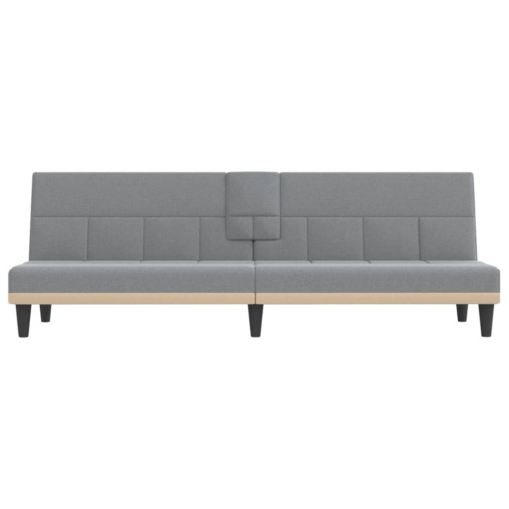 Canapé-lit avec porte-gobelets en tissu gris clair