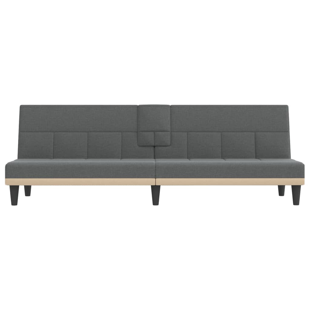 Canapé-lit avec porte-gobelets en tissu gris foncé