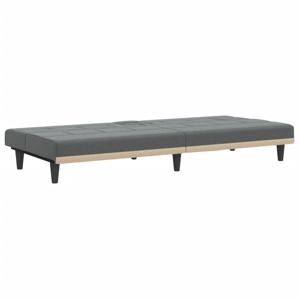 Canapé-lit avec porte-gobelets en tissu gris foncé
