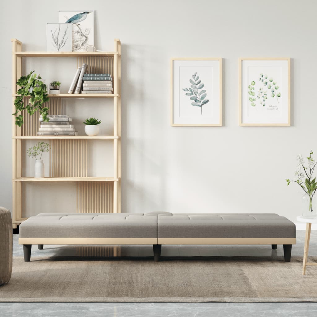 Canapé-lit avec porte-gobelets en tissu taupe