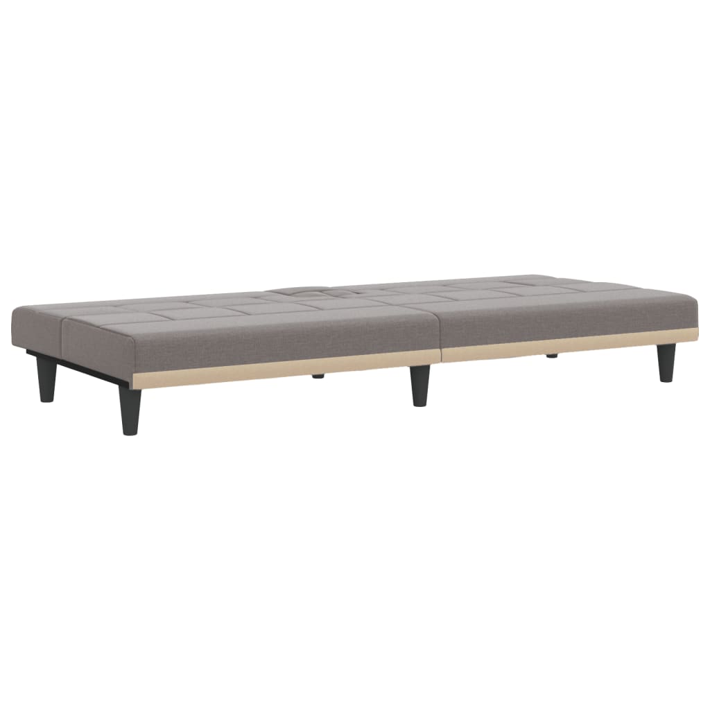 Canapé-lit avec porte-gobelets en tissu taupe