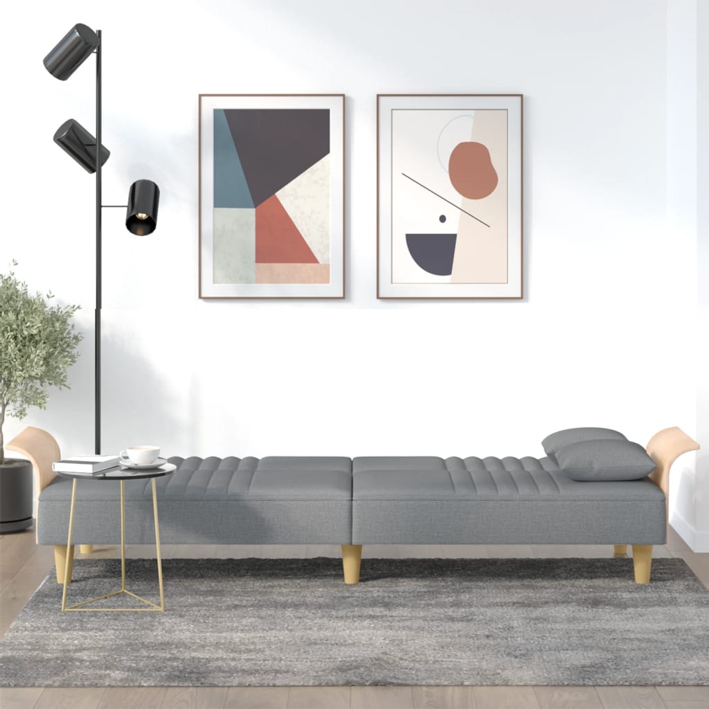 Canapé-lit avec accoudoirs en tissu gris clair
