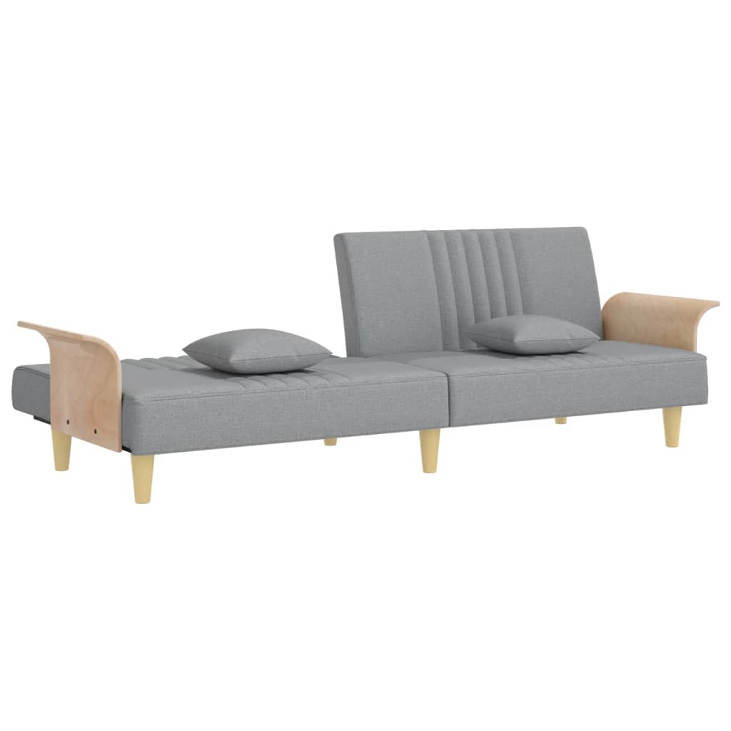 Canapé-lit avec accoudoirs en tissu gris clair