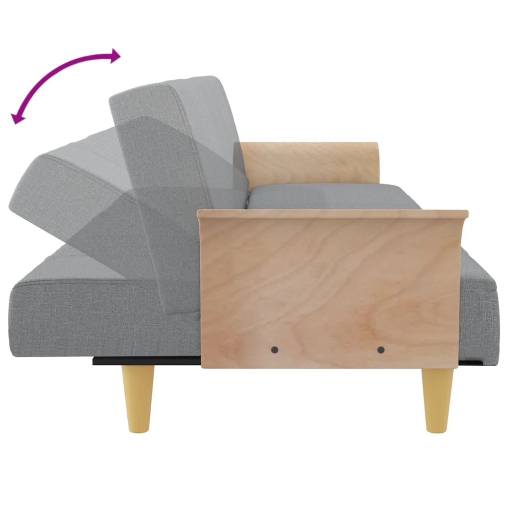 Canapé-lit avec accoudoirs en tissu gris clair