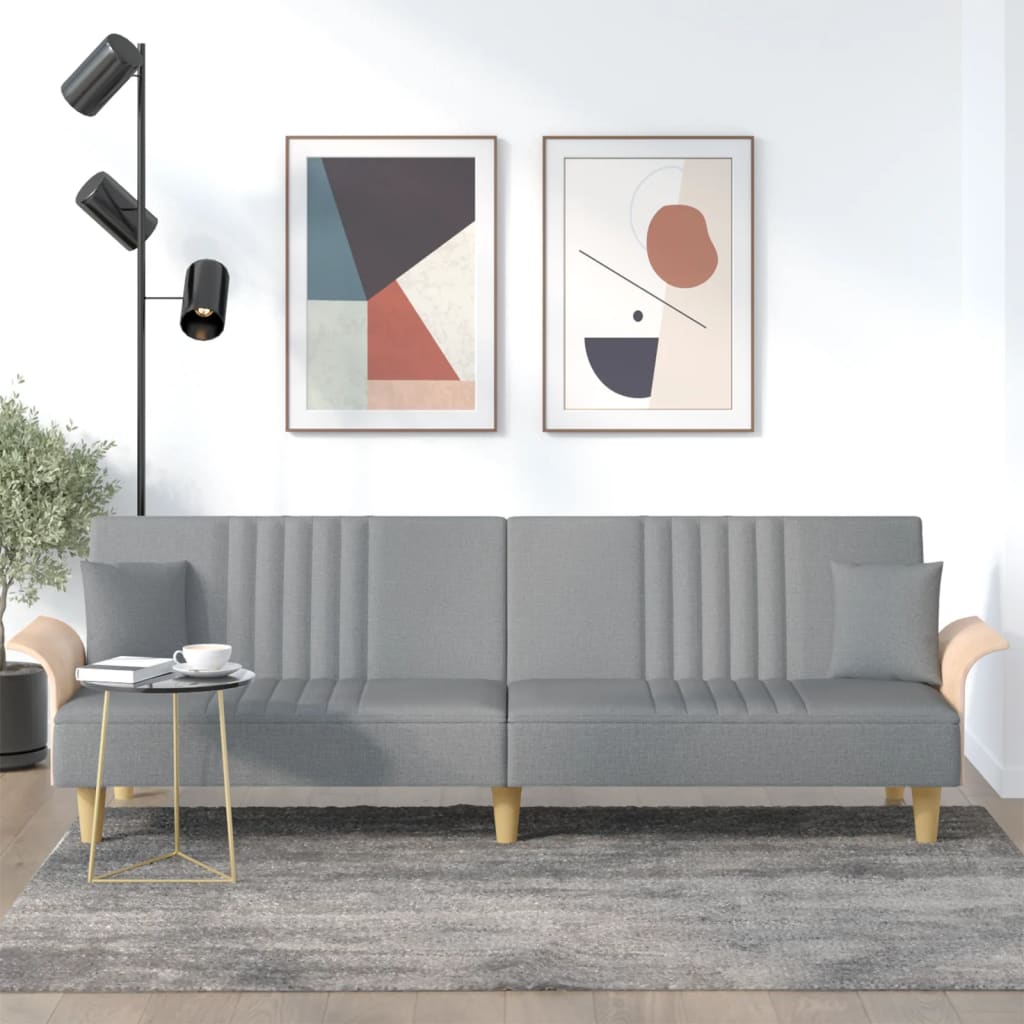 Canapé-lit avec accoudoirs en tissu gris clair