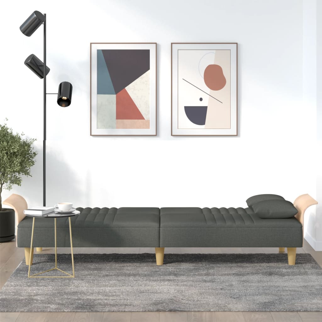 Canapé-lit avec accoudoirs en tissu gris foncé