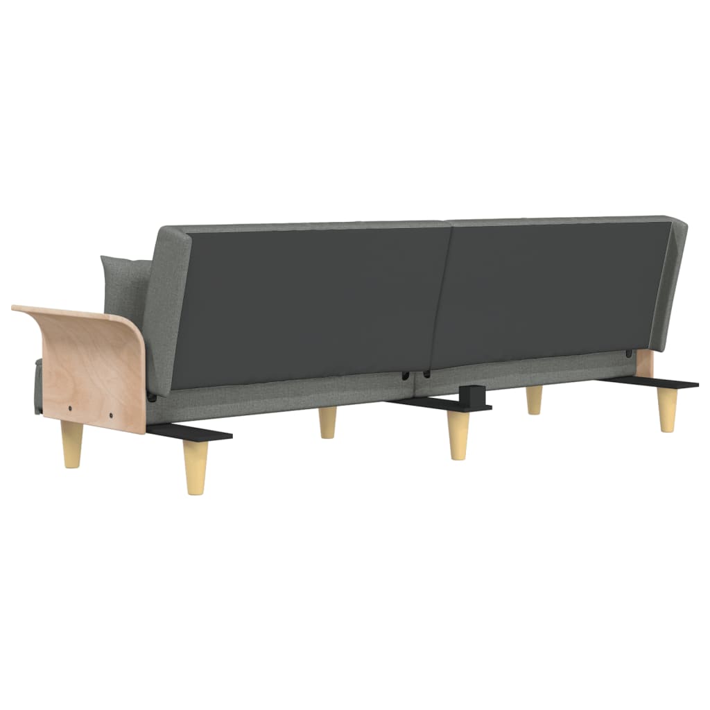 Canapé-lit avec accoudoirs en tissu gris foncé