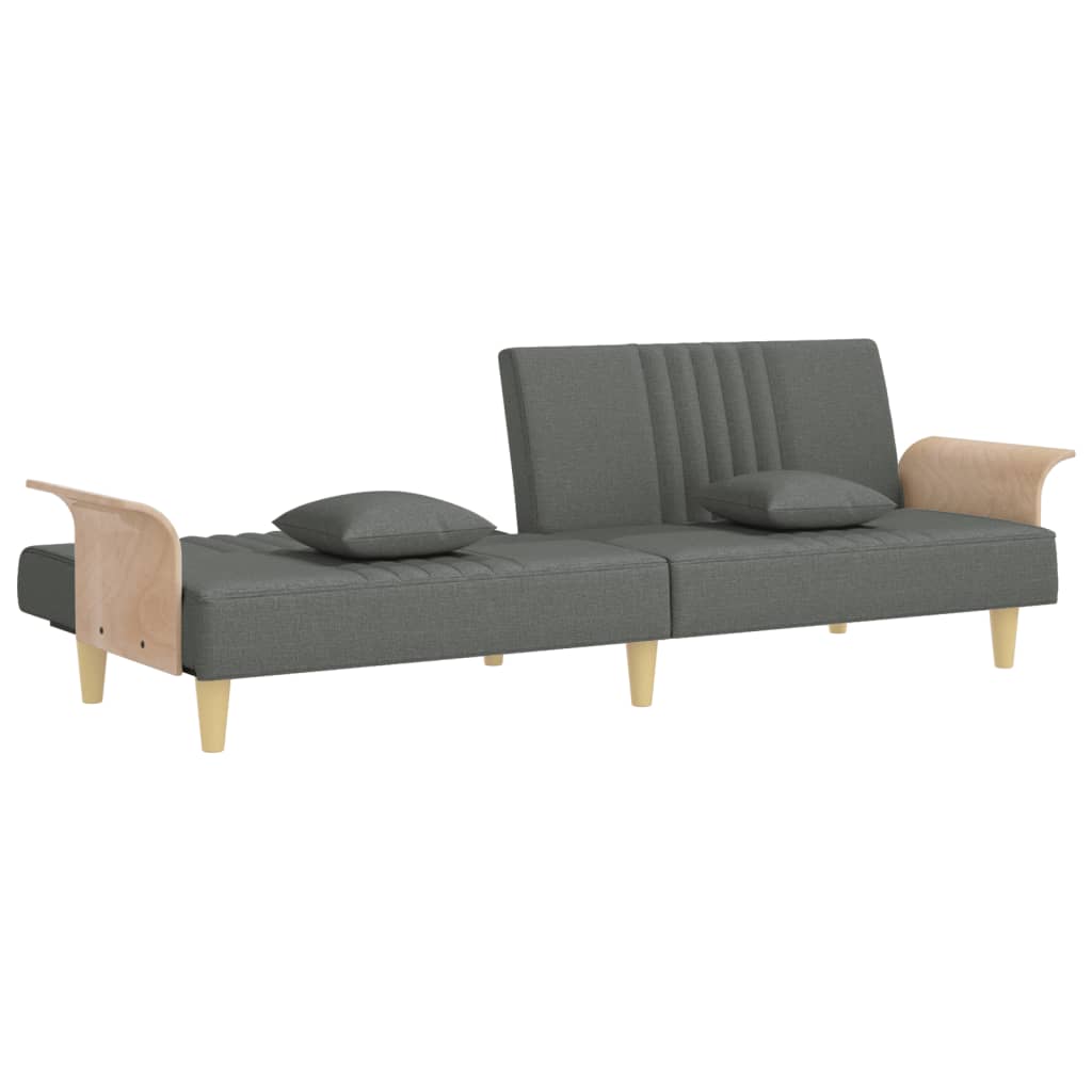 Canapé-lit avec accoudoirs en tissu gris foncé