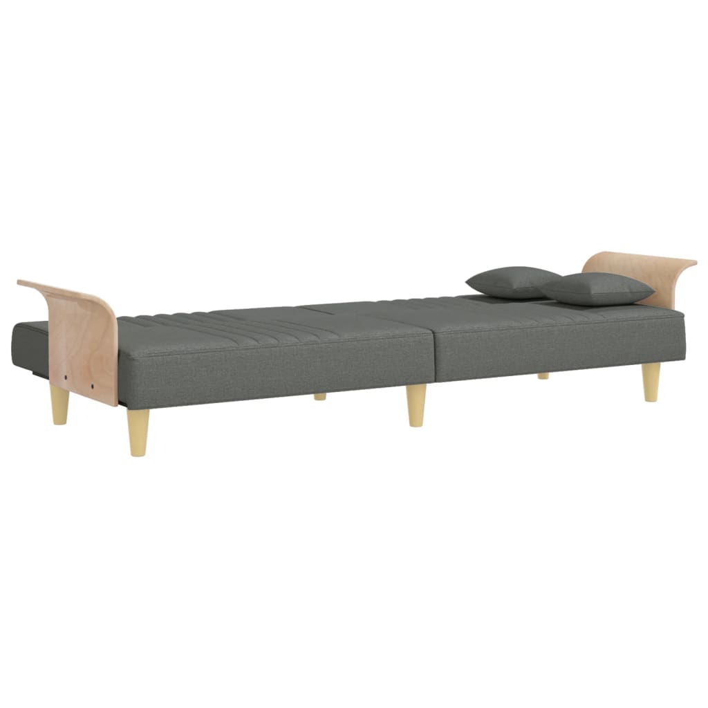Canapé-lit avec accoudoirs en tissu gris foncé