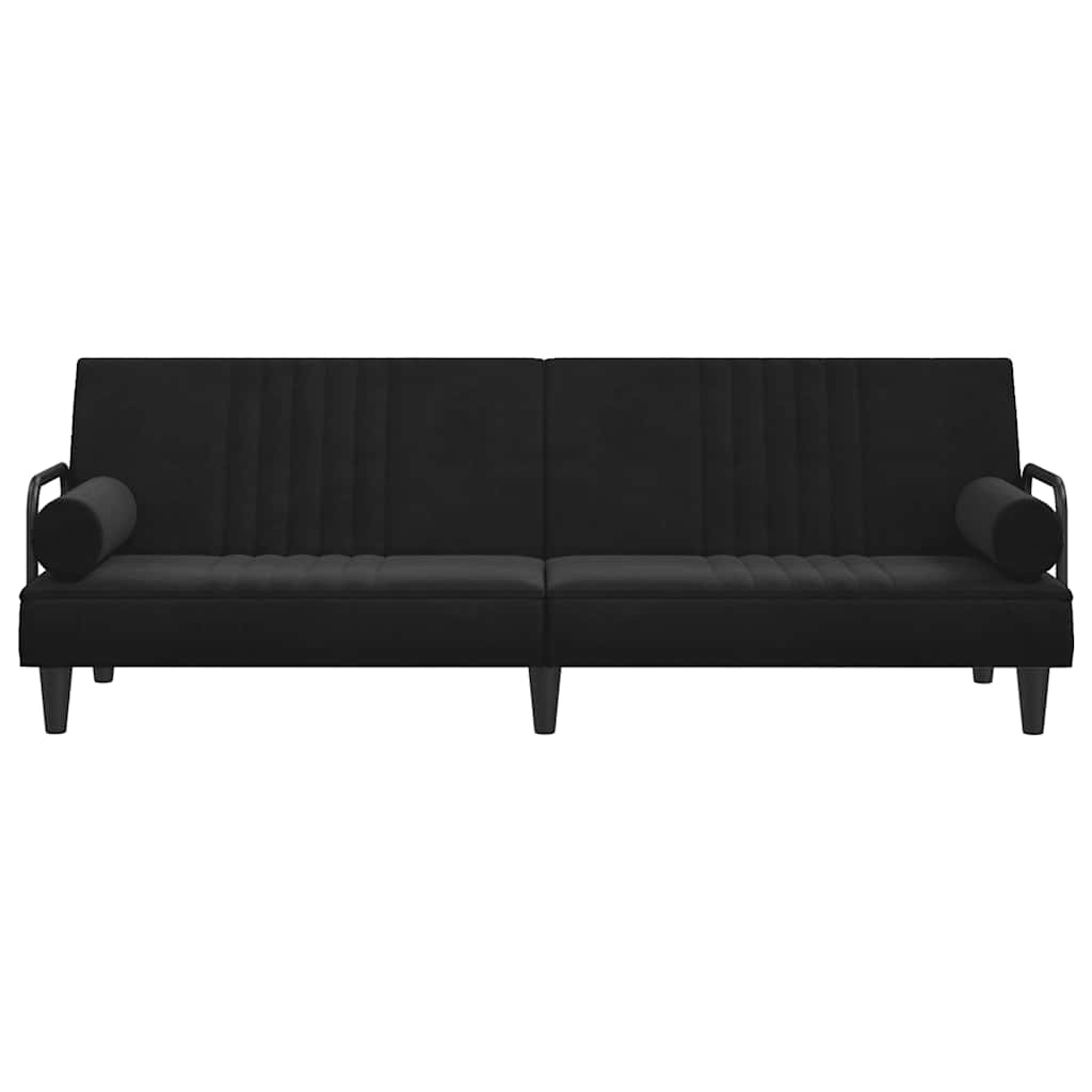 Schlafsofa mit Armlehnen Schwarz Samt