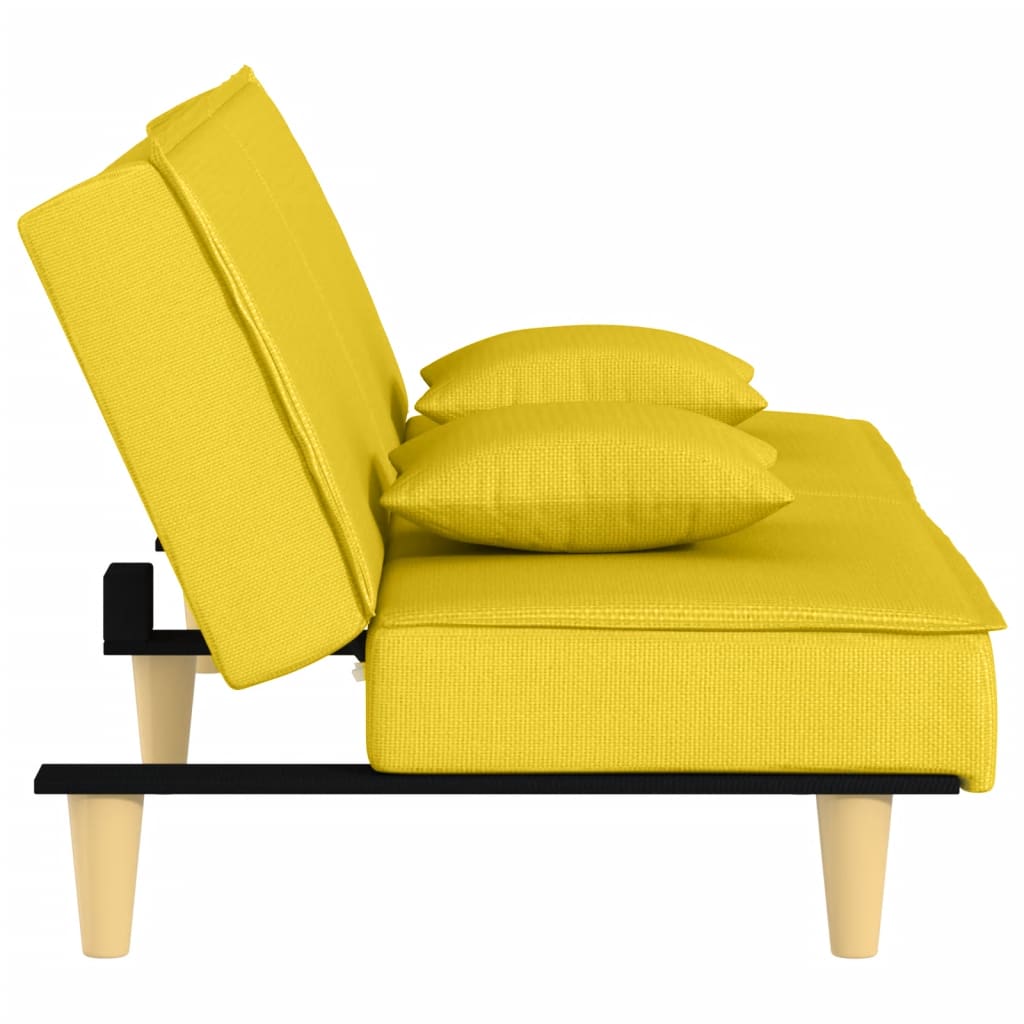 Canapé-lit en tissu jaune clair