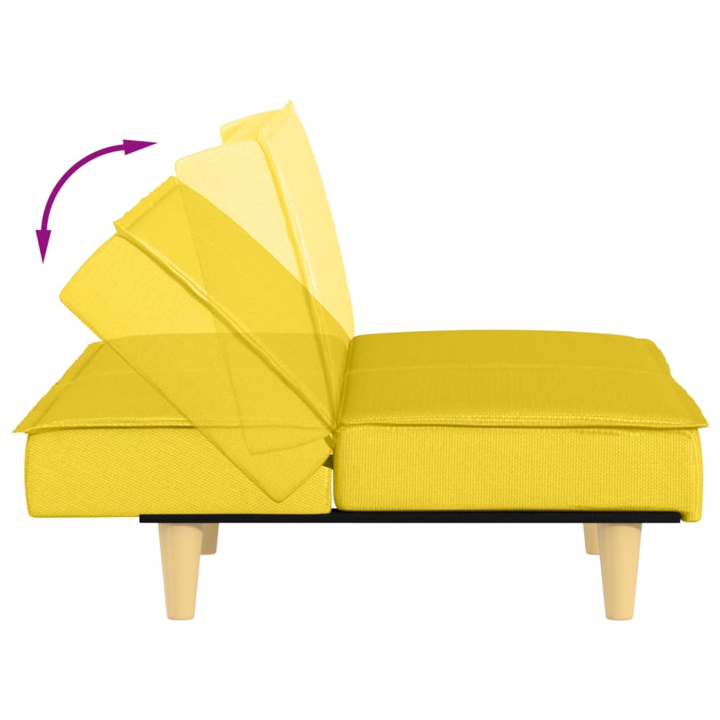 Canapé-lit en tissu jaune clair