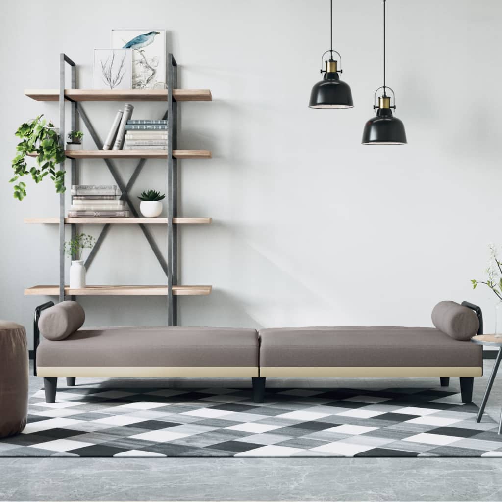 Canapé-lit avec accoudoirs en tissu taupe