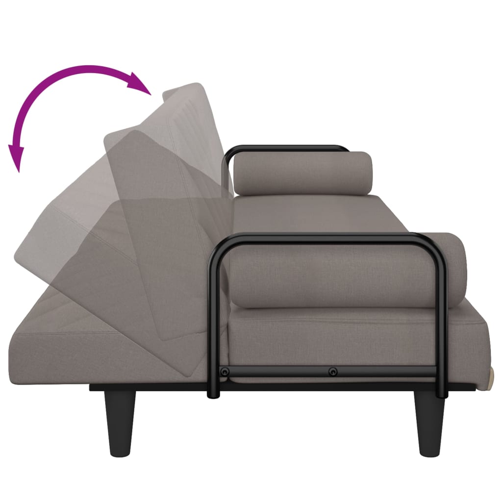 Canapé-lit avec accoudoirs en tissu taupe