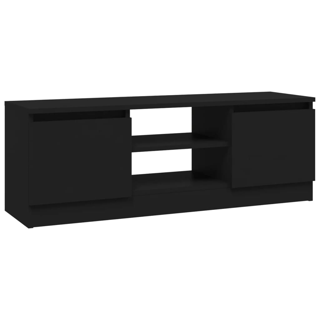Meuble TV avec porte noir 102x30x36 cm