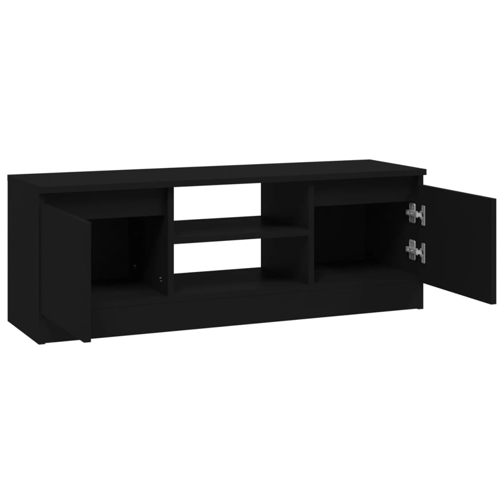 Meuble TV avec porte noir 102x30x36 cm
