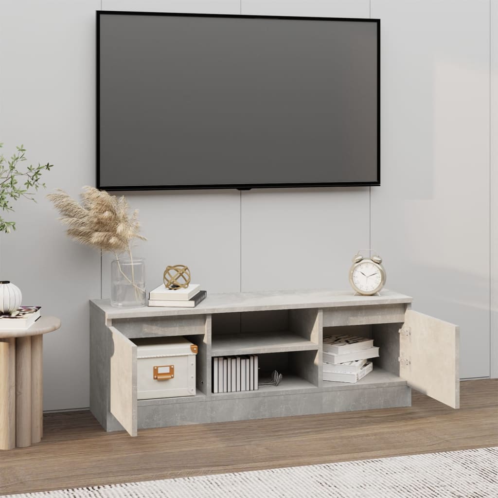 Meuble TV avec porte gris béton 102x30x36 cm