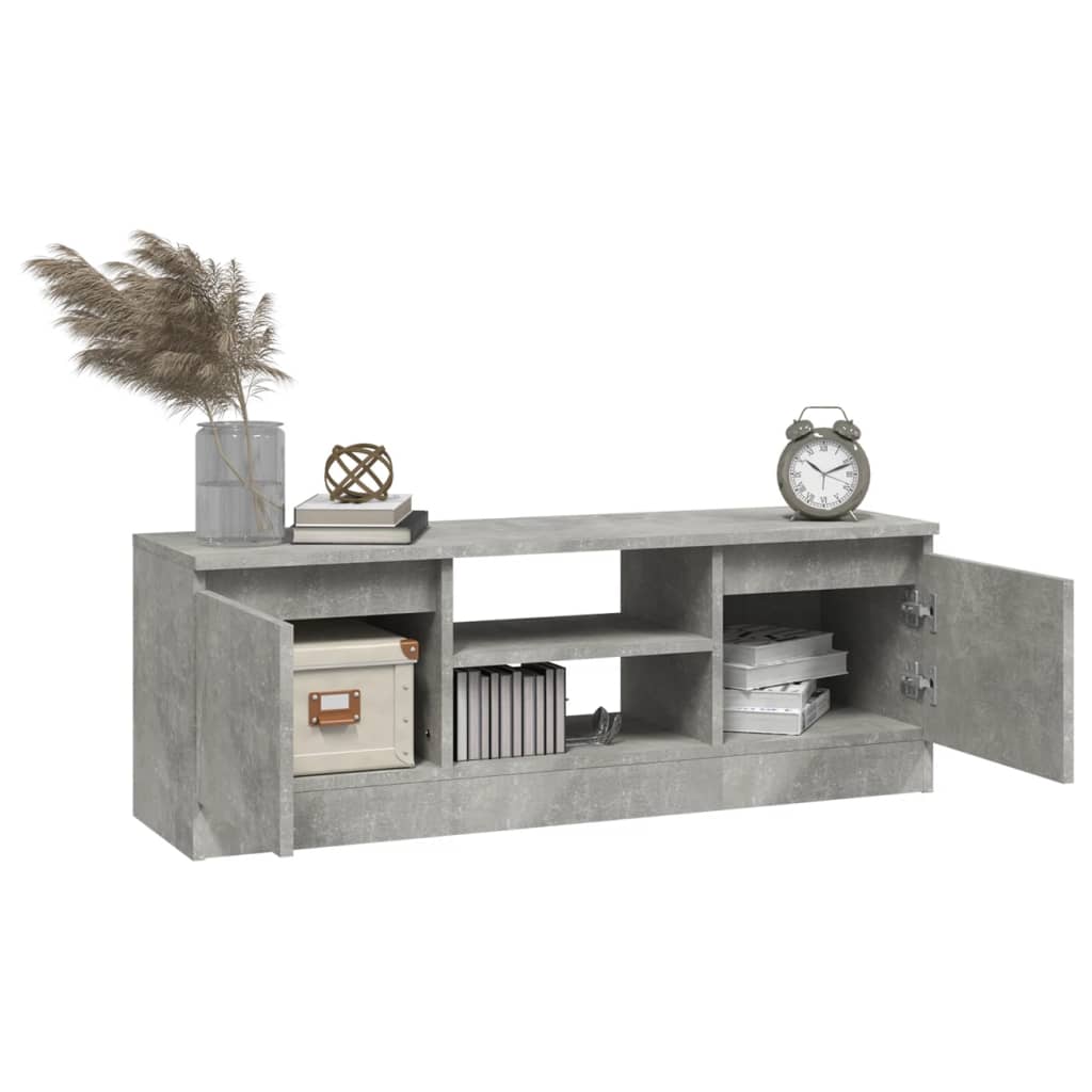 Meuble TV avec porte gris béton 102x30x36 cm