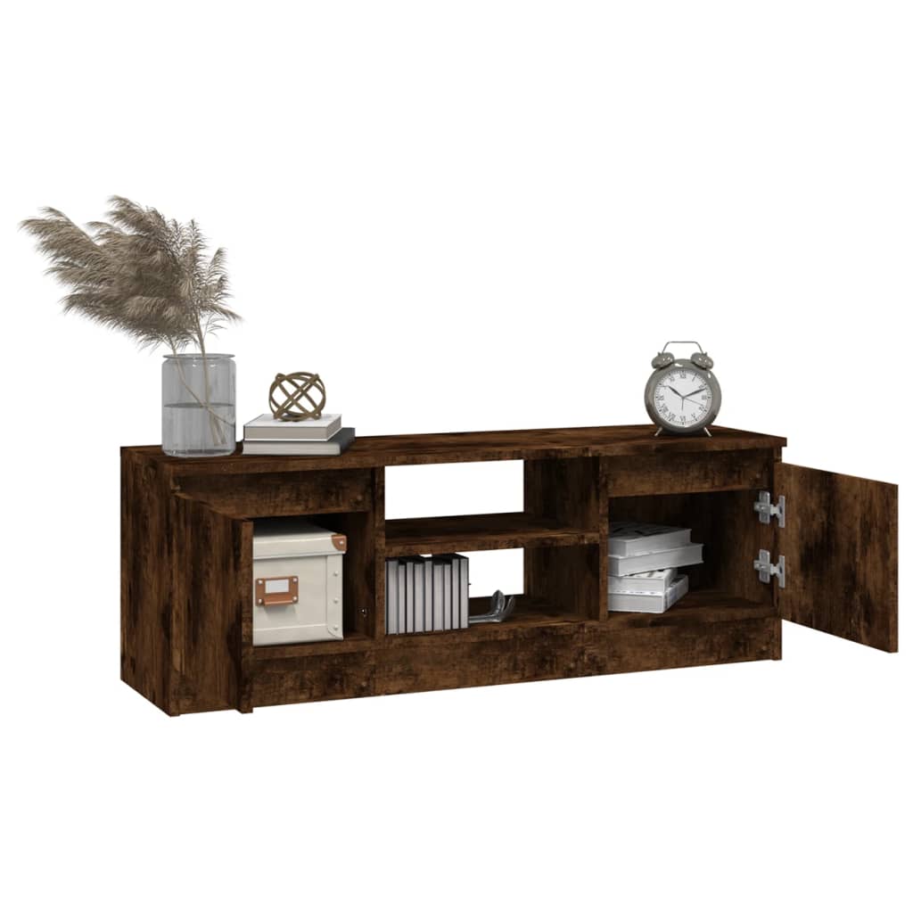 Meuble TV avec porte en chêne fumé 102x30x36 cm