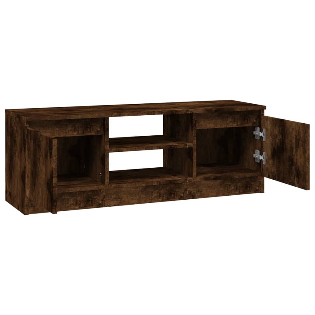 Meuble TV avec porte en chêne fumé 102x30x36 cm