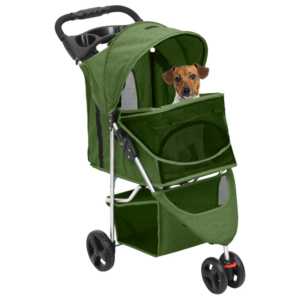 Poussette pliable pour chien verte 80 x 46 x 98 cm en tissu Oxford
