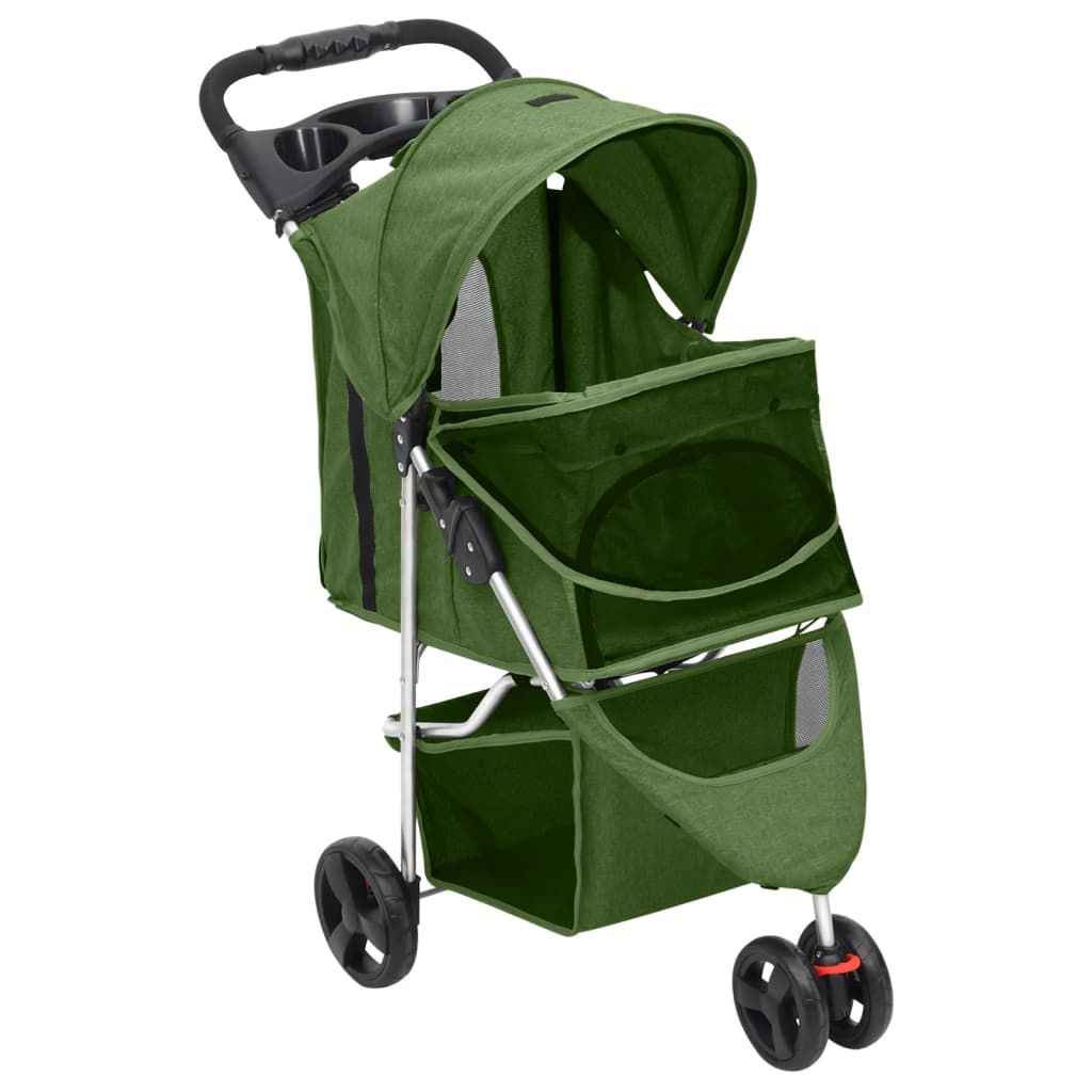 Poussette pliable pour chien verte 80 x 46 x 98 cm en tissu Oxford