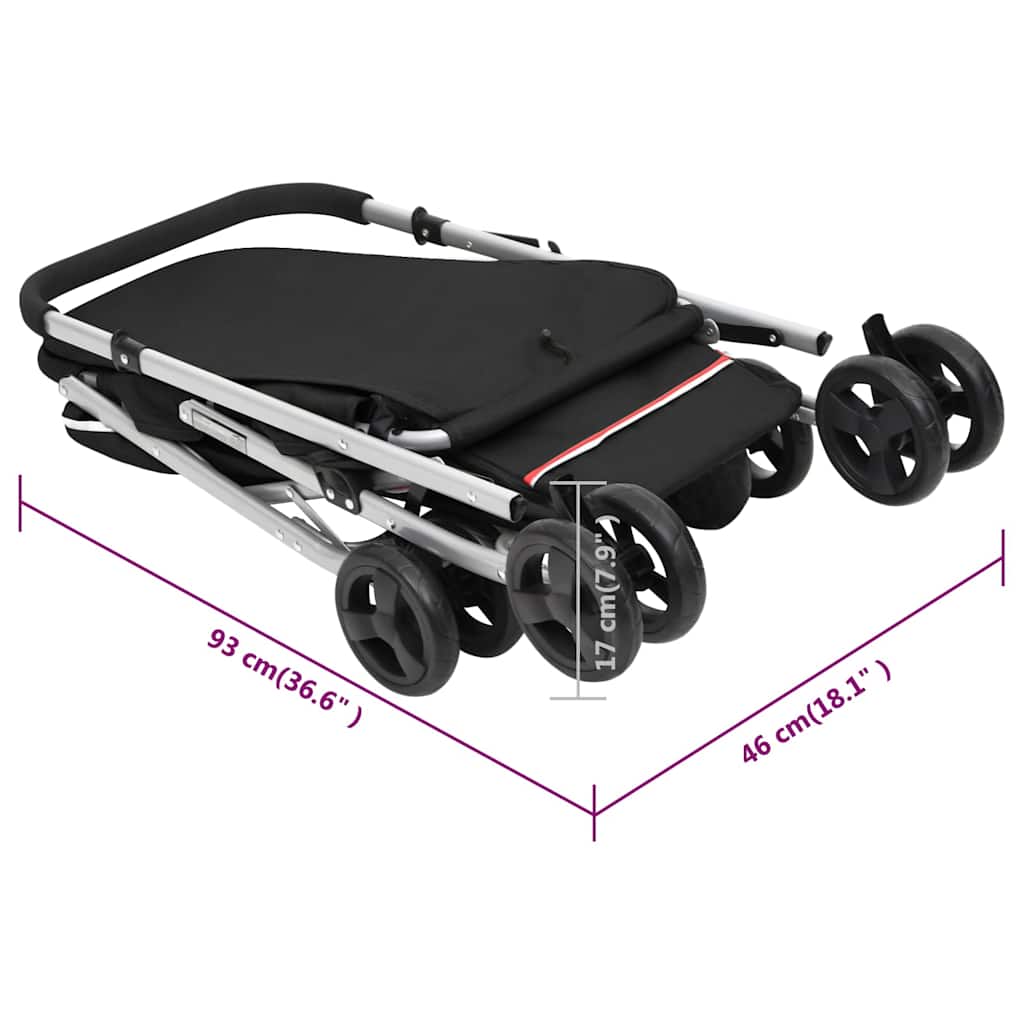 Hundewagen Faltbar Schwarz 100x49x96 cm Leinenstoff