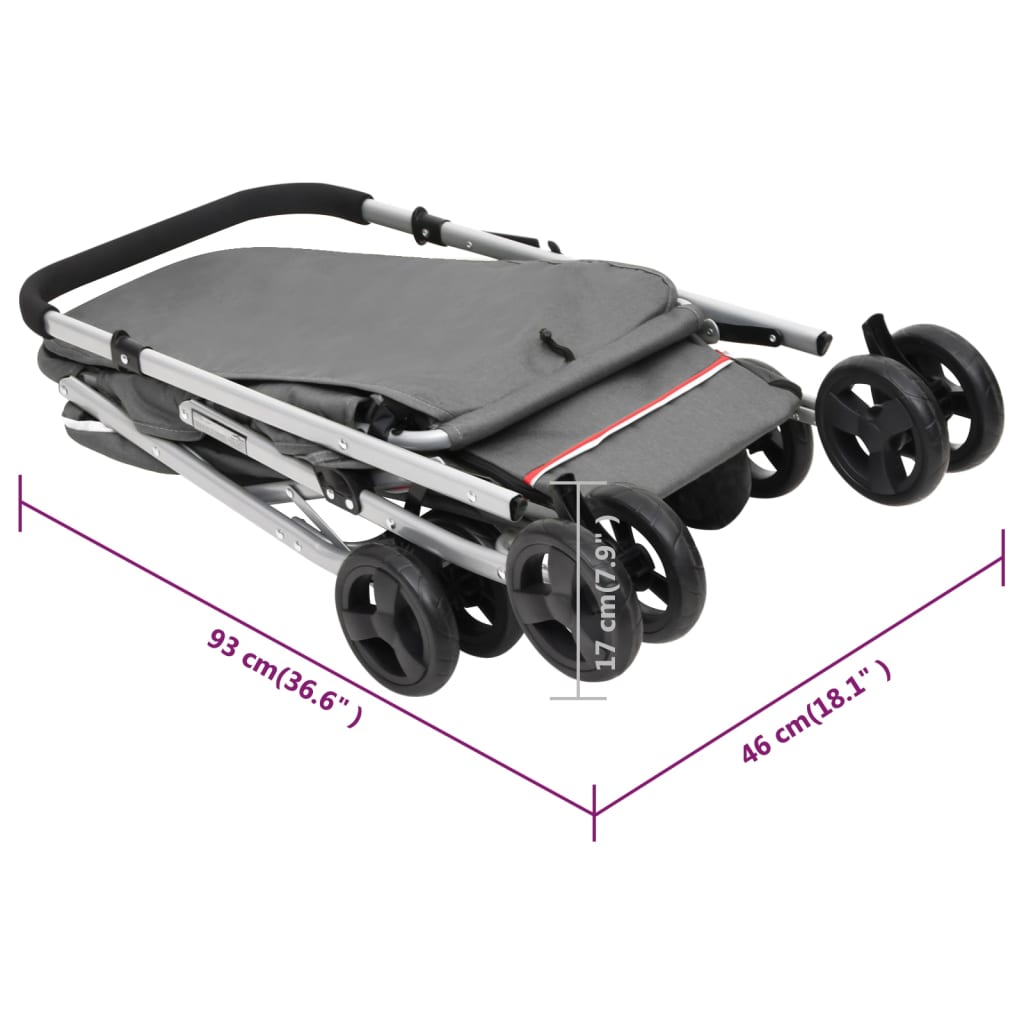 Hundewagen Faltbar Grau 100x49x96 cm Leinenstoff