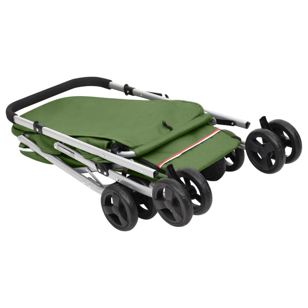 Chariot pliable pour chien vert 100 x 49 x 96 cm en tissu lin